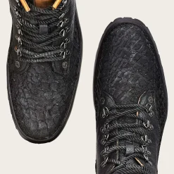 Men Cuadra Urban & Casual Boots-Mens Leather Ankle Boots Black Poisson Leather