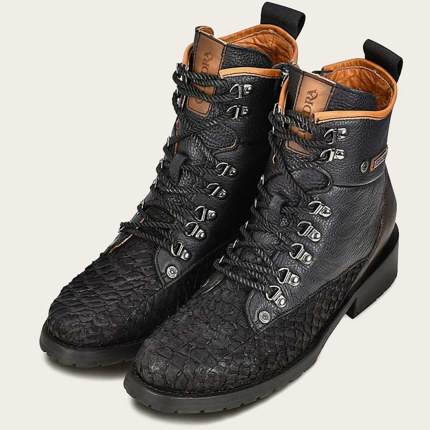 Men Cuadra Urban & Casual Boots-Mens Leather Ankle Boots Black Poisson Leather