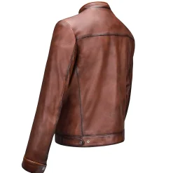 Men Cuadra Jackets-Minimalist Brown Leather Jacket