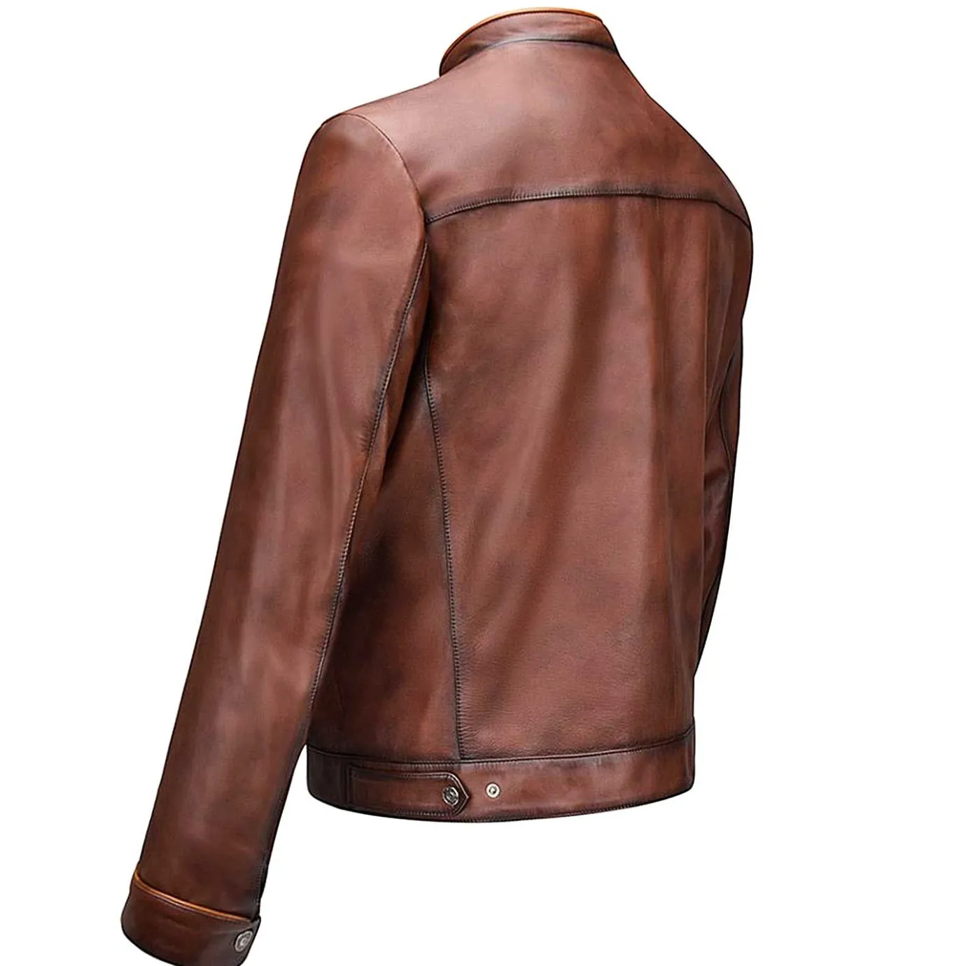 Men Cuadra Jackets-Minimalist Brown Leather Jacket