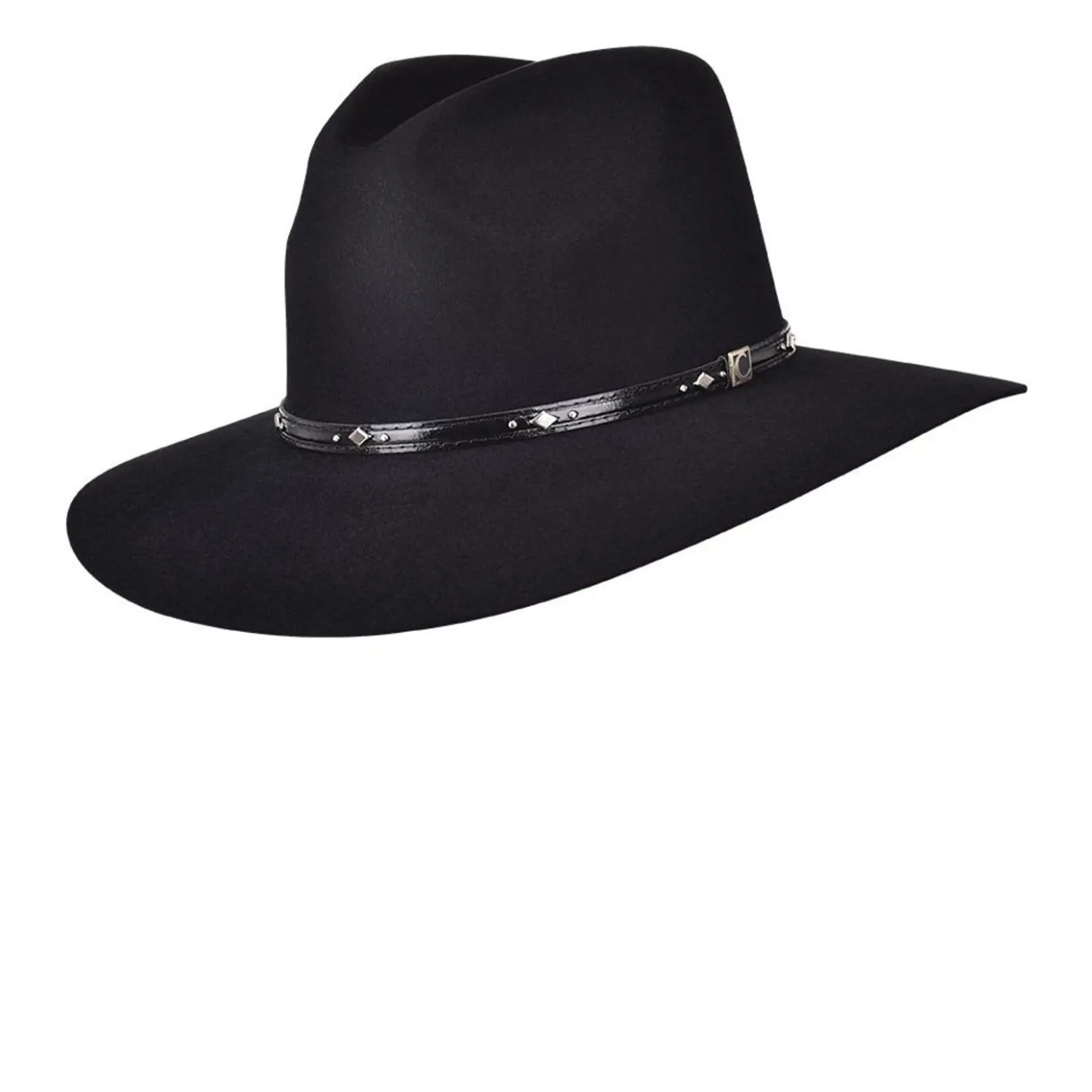 Women Cuadra Hats-Outdoor Safari Black Hat With Leather Belt