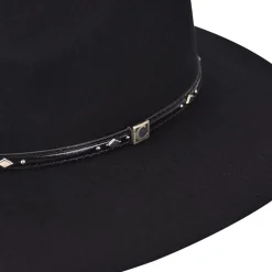 Women Cuadra Hats-Outdoor Safari Black Hat With Leather Belt