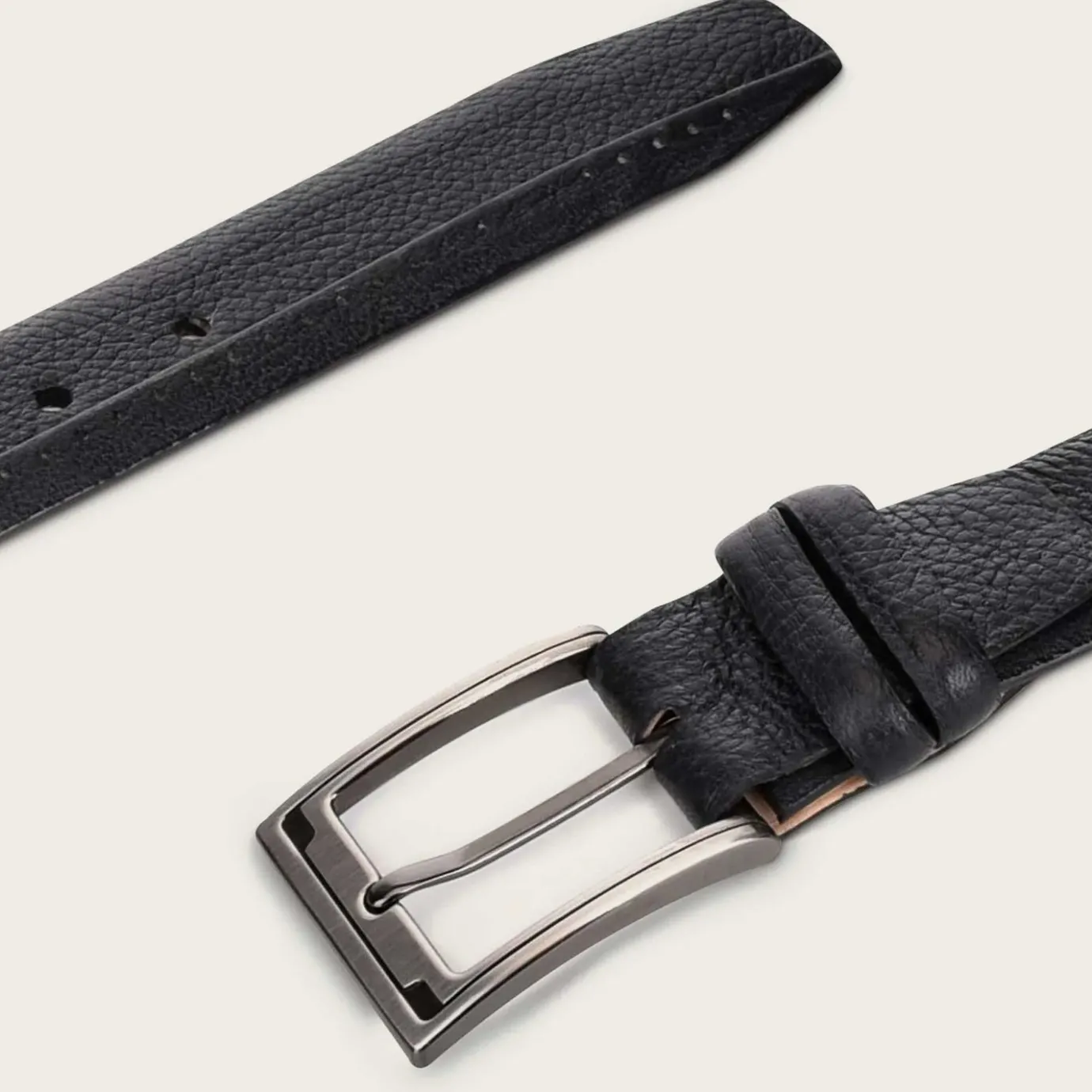 Men Cuadra Belts-Perforated Black Leather Belt