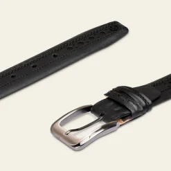 Men Cuadra Belts-Perforated Black Leather Formal Belt