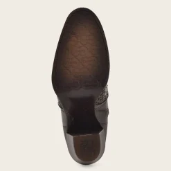 Women Cuadra Ankle Boots & Booties-Perforated Honey Brown Leather Ankle Bootie With Austrian Crystals