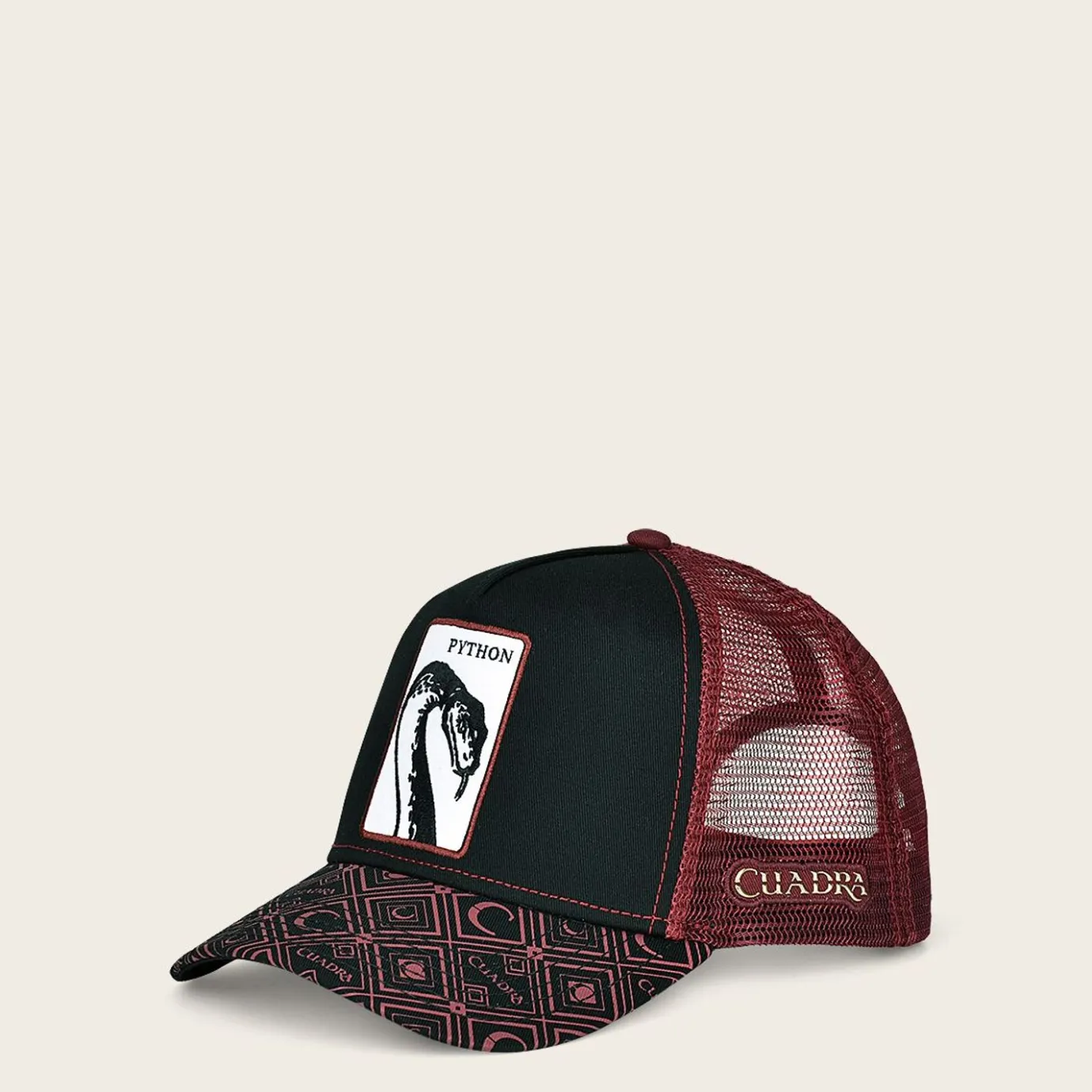 Women Cuadra Hats-Red Snapback Cap With Phyton Patch