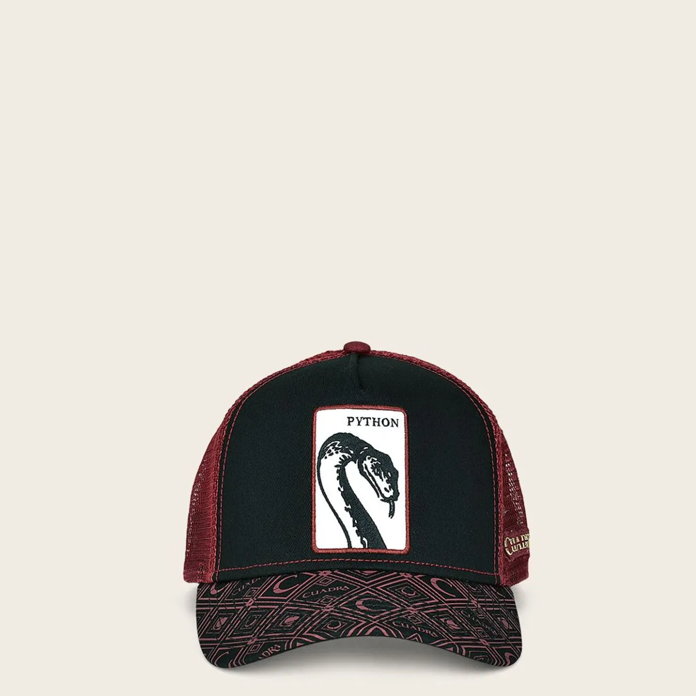 Women Cuadra Hats-Red Snapback Cap With Phyton Patch