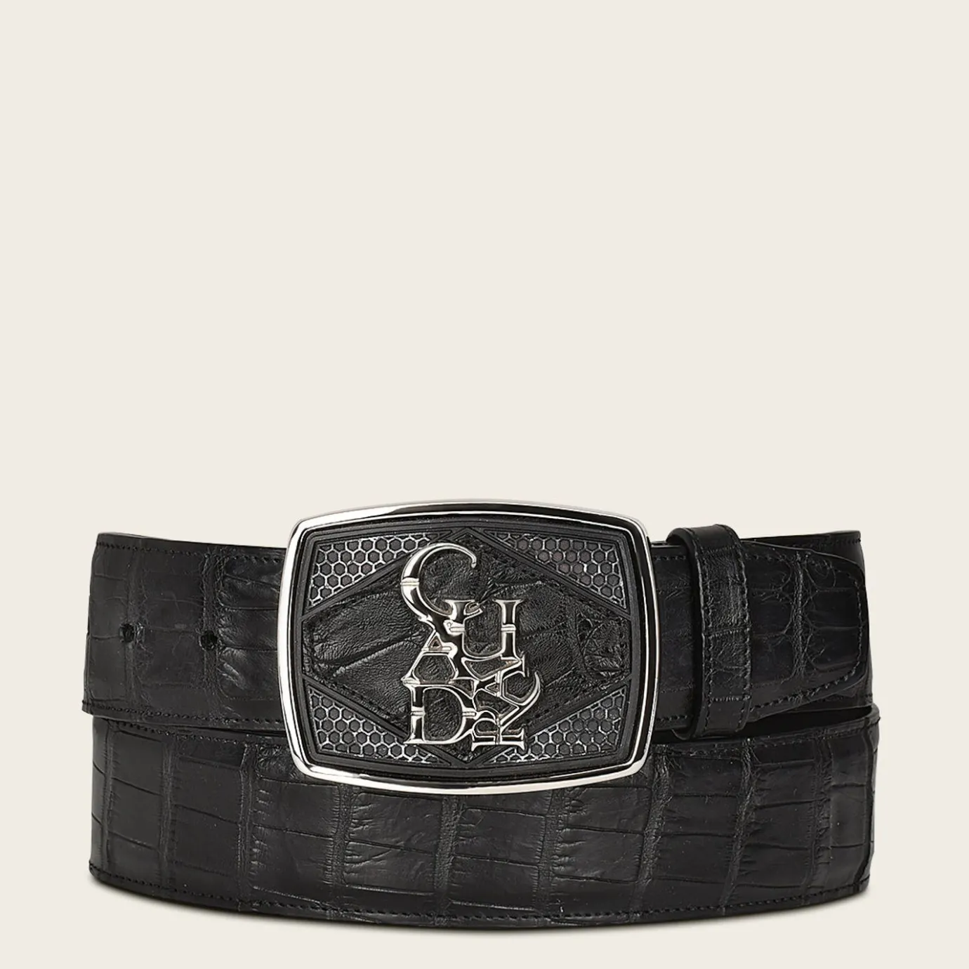 Men Cuadra Belts-Traditional Black High Exotic Leather Western Belt