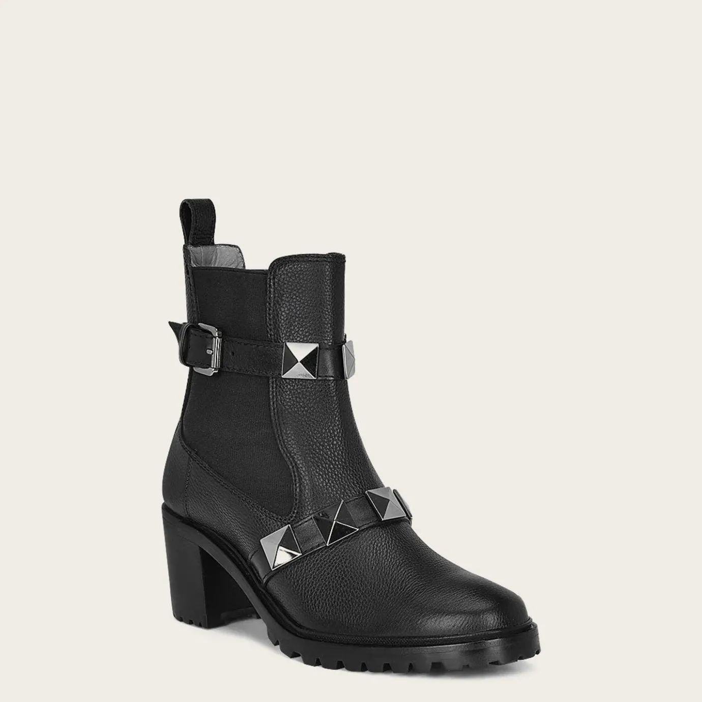 Women Cuadra Ankle Boots & Booties-Urban Black Bootie With Decorative Stripes