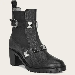 Women Cuadra Ankle Boots & Booties-Urban Black Bootie With Decorative Stripes