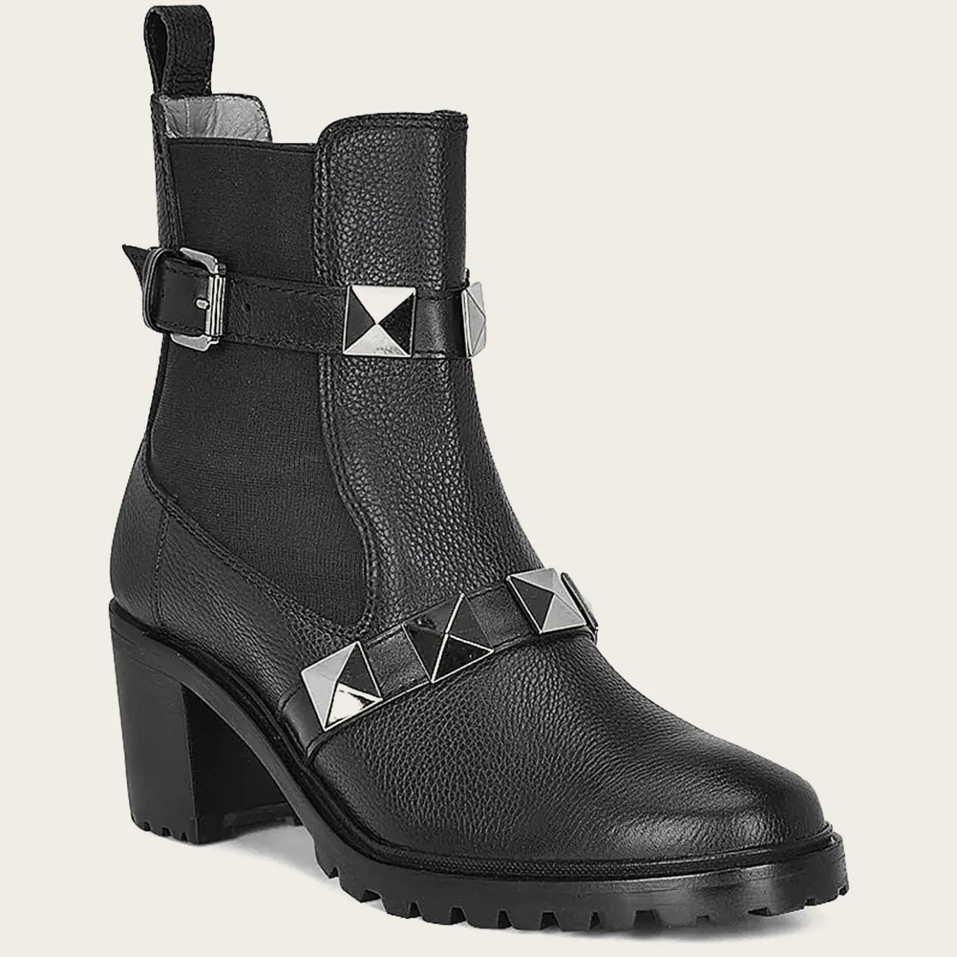 Women Cuadra Ankle Boots & Booties-Urban Black Bootie With Decorative Stripes