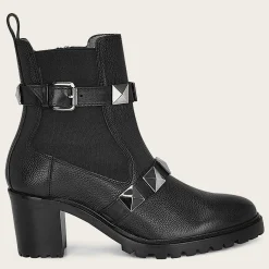 Women Cuadra Ankle Boots & Booties-Urban Black Bootie With Decorative Stripes