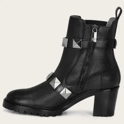 Women Cuadra Ankle Boots & Booties-Urban Black Bootie With Decorative Stripes