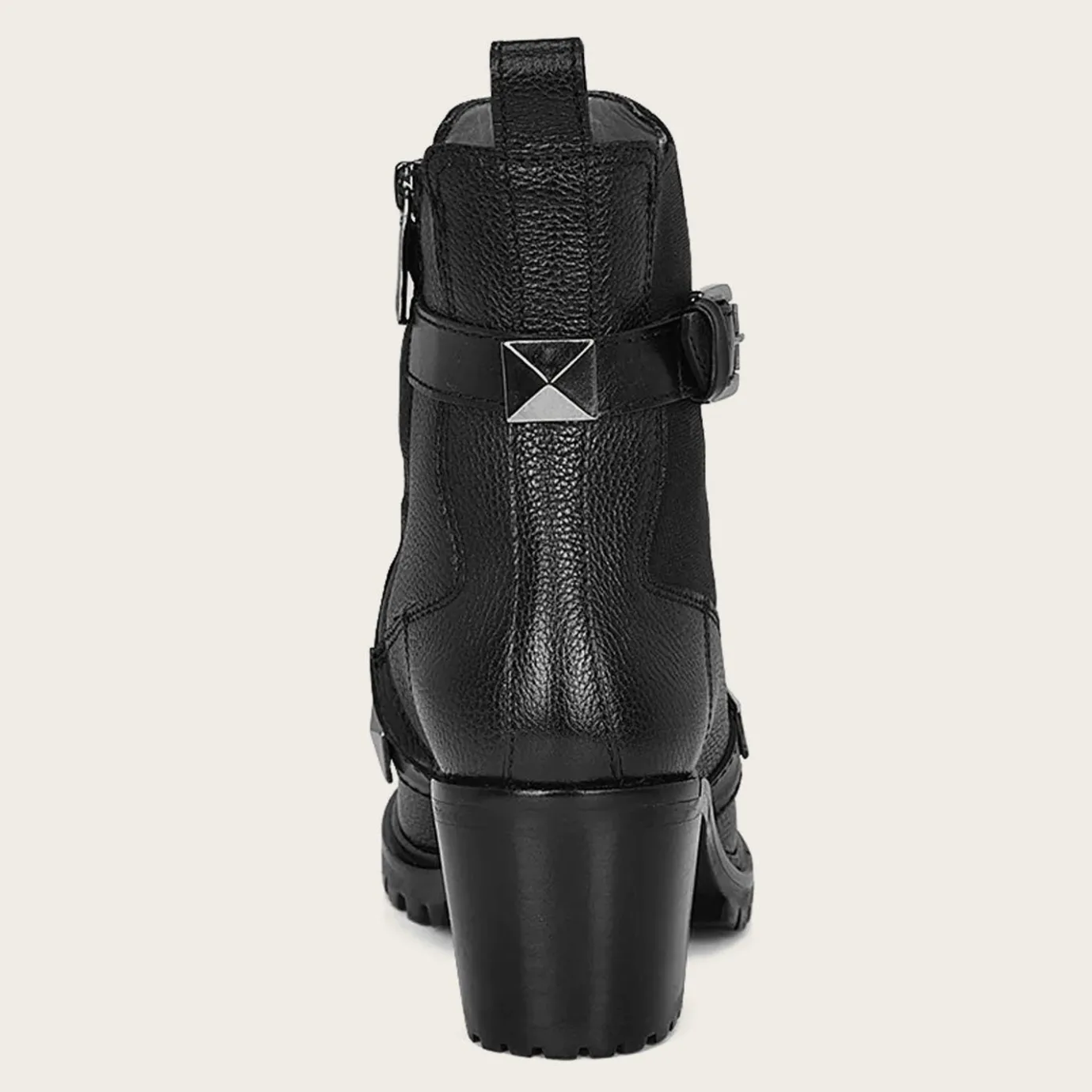 Women Cuadra Ankle Boots & Booties-Urban Black Bootie With Decorative Stripes