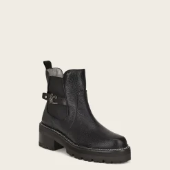 Women Cuadra Ankle Boots & Booties-Urban Black Leather Deer Bootie