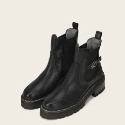 Women Cuadra Ankle Boots & Booties-Urban Black Leather Deer Bootie