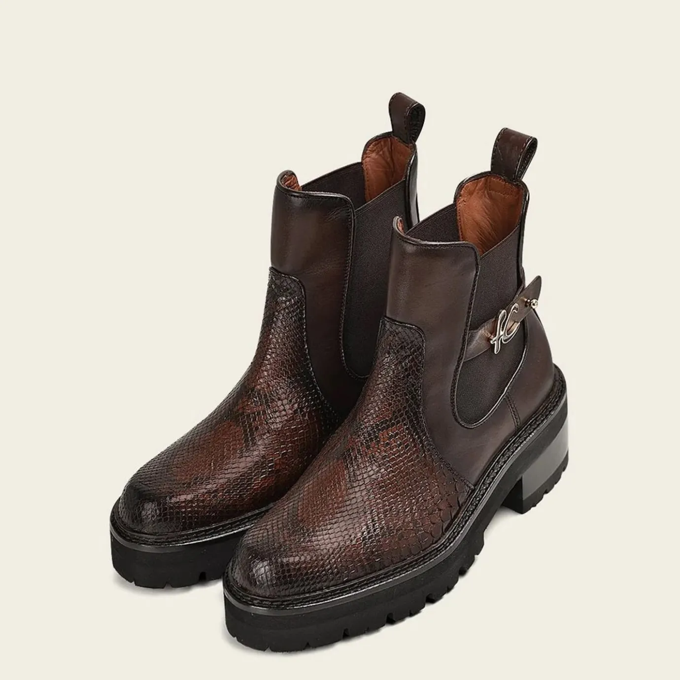 Women Cuadra Ankle Boots & Booties-Urban Dark Brown Exotic Leather Bootie