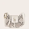 Women Cuadra Crossbody Bags-White Exotic Leather Shoulder Bag With Handmade Interweaving Detail