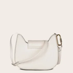 Women Cuadra Crossbody Bags-White Exotic Leather Shoulder Bag With Handmade Interweaving Detail