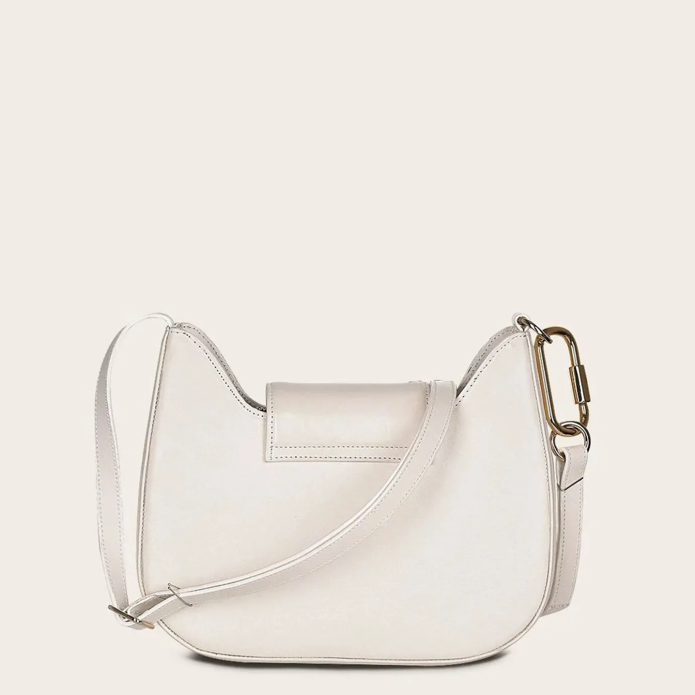 Women Cuadra Crossbody Bags-White Exotic Leather Shoulder Bag With Handmade Interweaving Detail