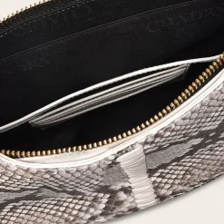 Women Cuadra Crossbody Bags-White Exotic Leather Shoulder Bag With Handmade Interweaving Detail