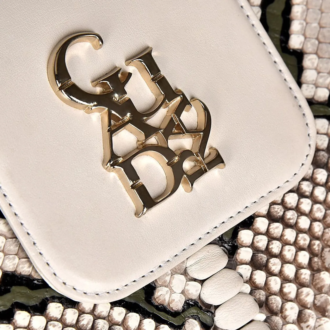 Women Cuadra Crossbody Bags-White Exotic Leather Shoulder Bag With Handmade Interweaving Detail