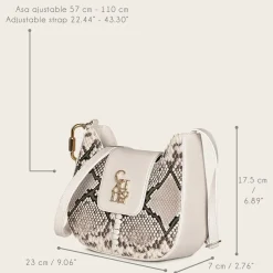 Women Cuadra Crossbody Bags-White Exotic Leather Shoulder Bag With Handmade Interweaving Detail