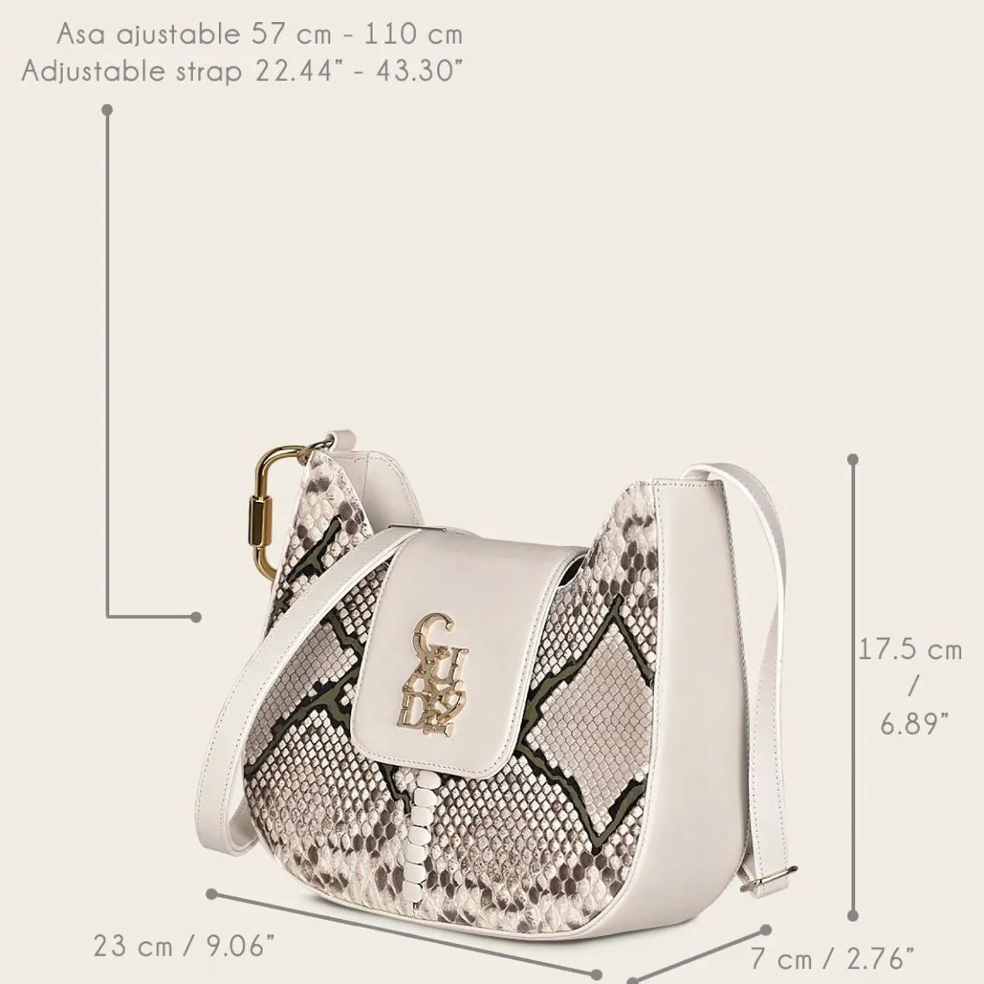 Women Cuadra Crossbody Bags-White Exotic Leather Shoulder Bag With Handmade Interweaving Detail