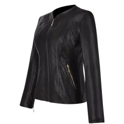 Women Cuadra Jackets-Womens Black Leather Shearling Jacket