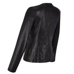 Women Cuadra Jackets-Womens Black Leather Shearling Jacket
