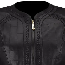 Women Cuadra Jackets-Womens Black Leather Shearling Jacket