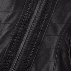 Women Cuadra Jackets-Womens Black Leather Shearling Jacket