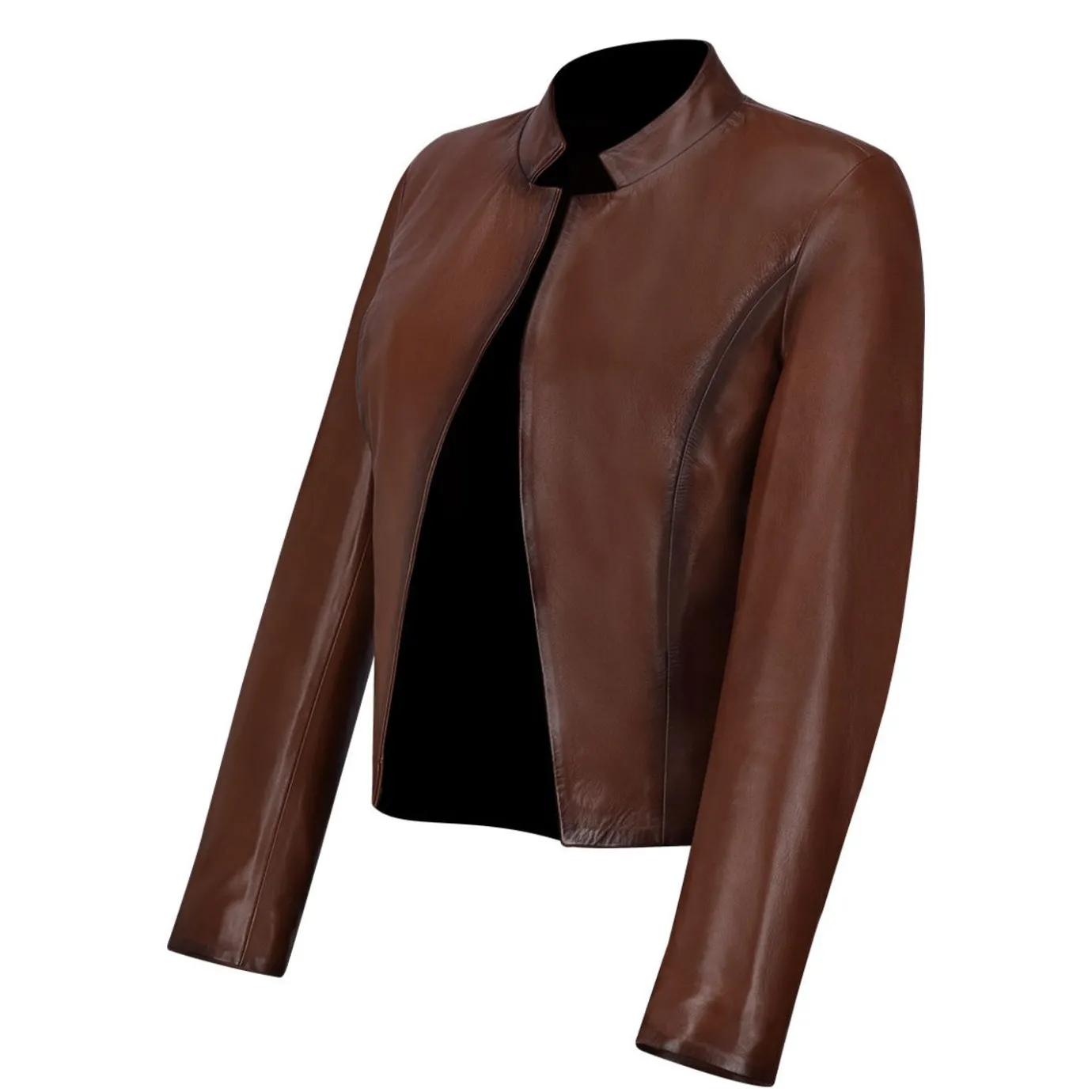 Women Cuadra Jackets-Womens Brown Leather Short Jacket