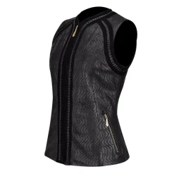 Women Cuadra Vests-Womens Formal Black Leather Vest