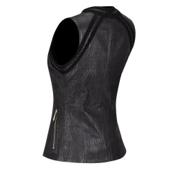 Women Cuadra Vests-Womens Formal Black Leather Vest