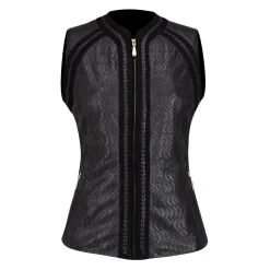 Women Cuadra Vests-Womens Formal Black Leather Vest