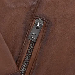 Women Cuadra Jackets-Womens Honey Leather Jacket With Decorative Pockets